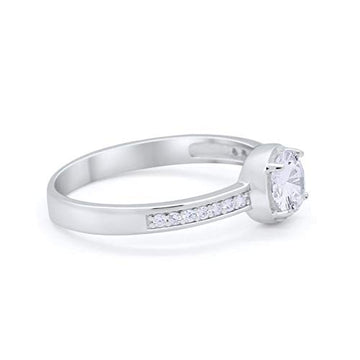 Solitaire Accent Wedding Ring Round Simulated CZ 925 Sterling Silver